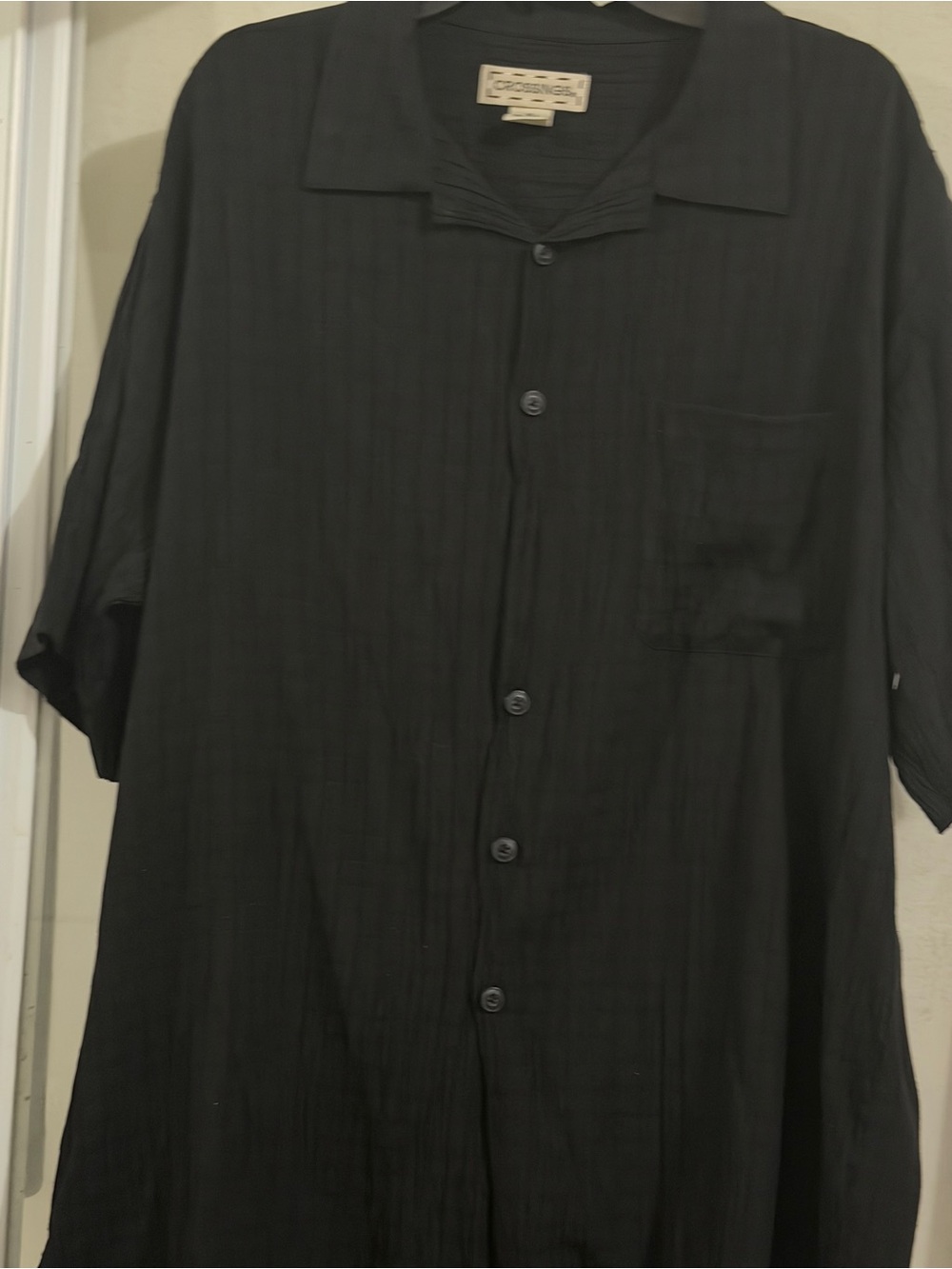 Relaxed Black Short-Sleeve Button-Up Shirt